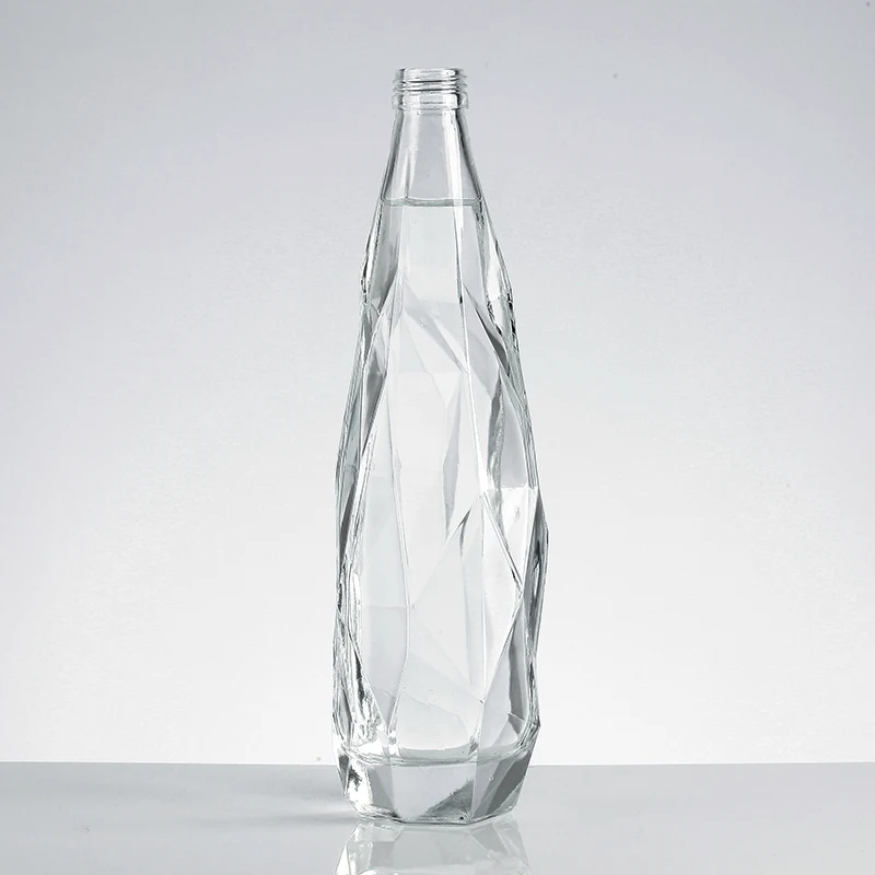Factory Made Unique Shaped Beverage Glass Bottle With Cork Stopper