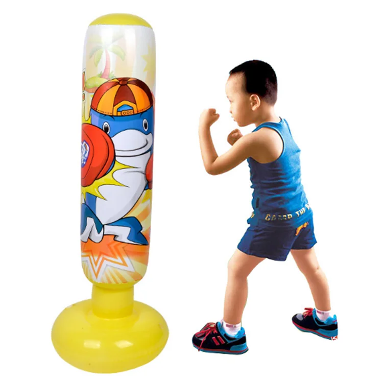 

Inflatable Air Punching Stand Boxing Power Speed Heavy Bag for Kids and Adults, Blue;yellow