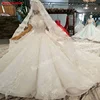 Wedding Dresses Vintage High Sequined Luxury High-end Bride Gowns custom luxury beaded lace string long sleeve bridal gowns