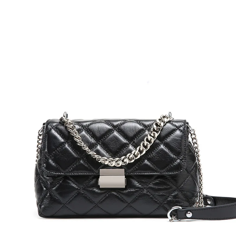 

Diamond Lattice Genuine Leather Handbag Collect Shoulder Bags For Women 2019 Sheepskin Flap Chain Crossbody Bag