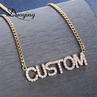 

Full Crystal Personalized Name Necklace with Zircon stone Custom Nameplate Chains Choker Necklace for Women