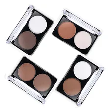 2 cores rosto Shading Powder contorno Bronzer Highlighter Palette Set aparar pó de maquiagem rosto Contour Grooming pó compacto