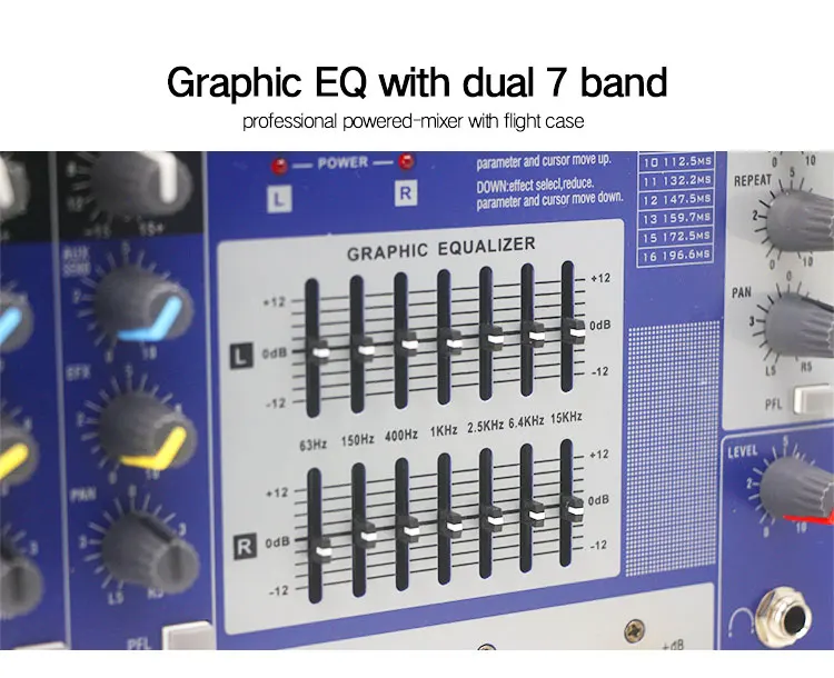 LAIKESI Power 8 canales Mezclador de sonido con USB Power Mixer Amplificador con maletas