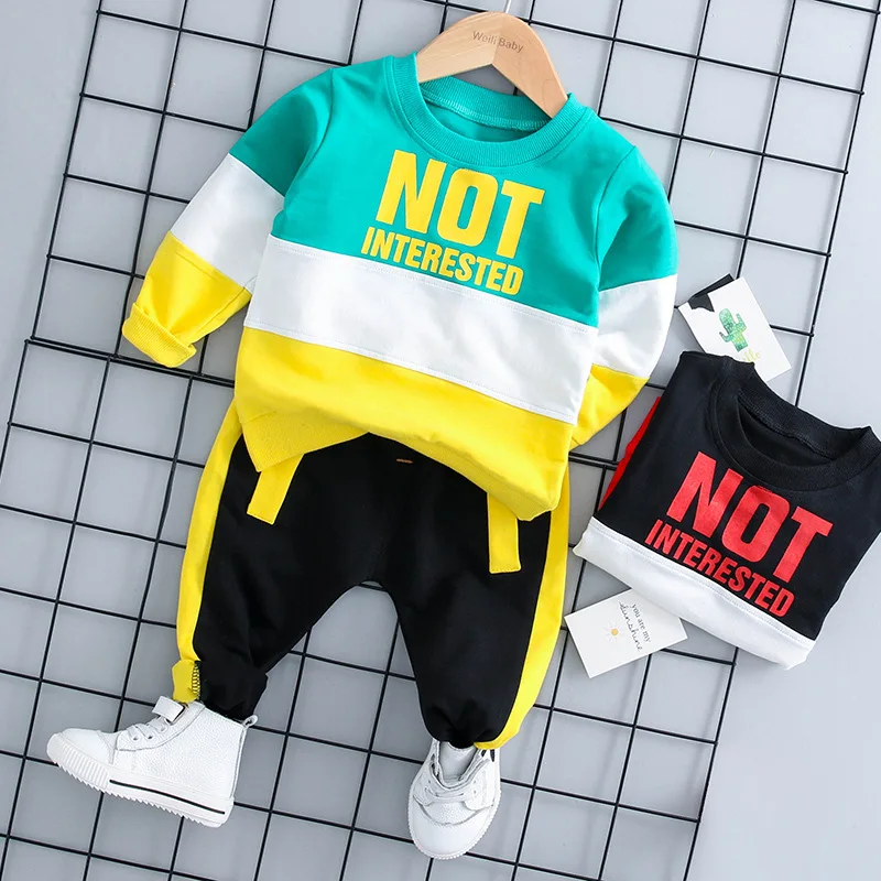 

2018 Autumn Girl Boy Clothing Sets Infant Clothes Suits Letter Print Casual Sport T Shirt Pants Suit