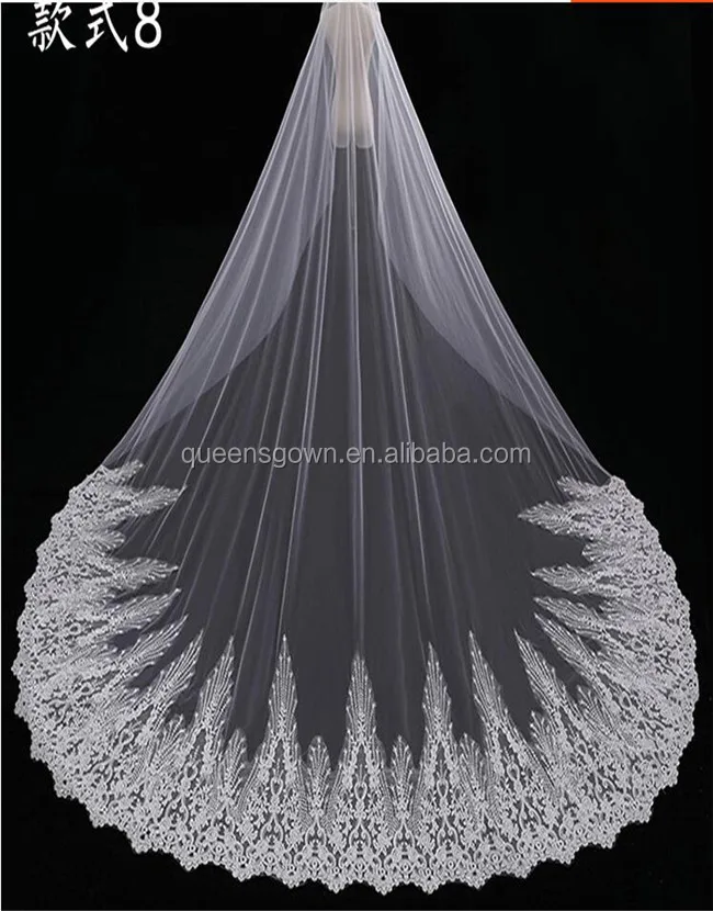 wedding veils with lace and crystals