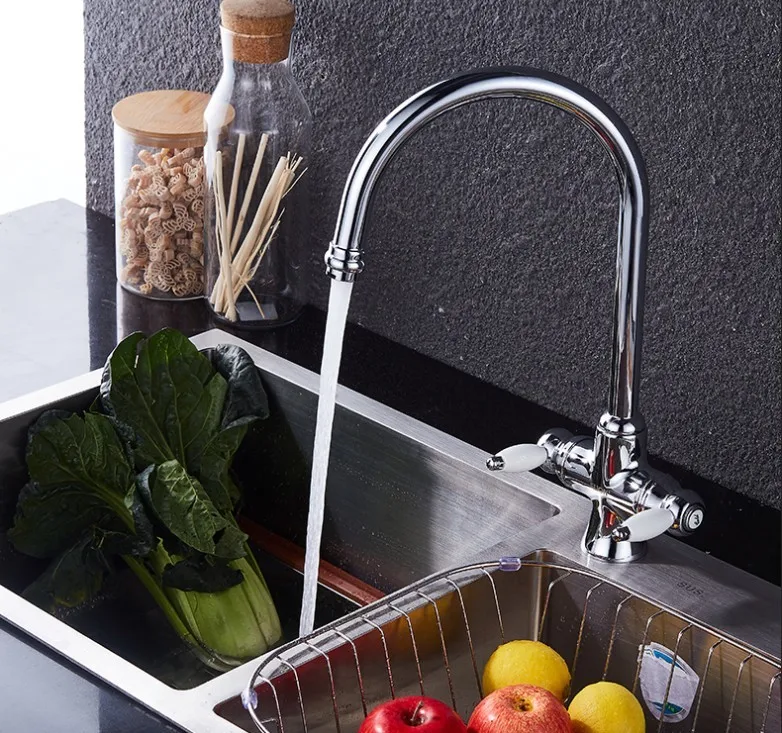 Monobloc  gooseneck  brass Sink Mixer in Chrome finish