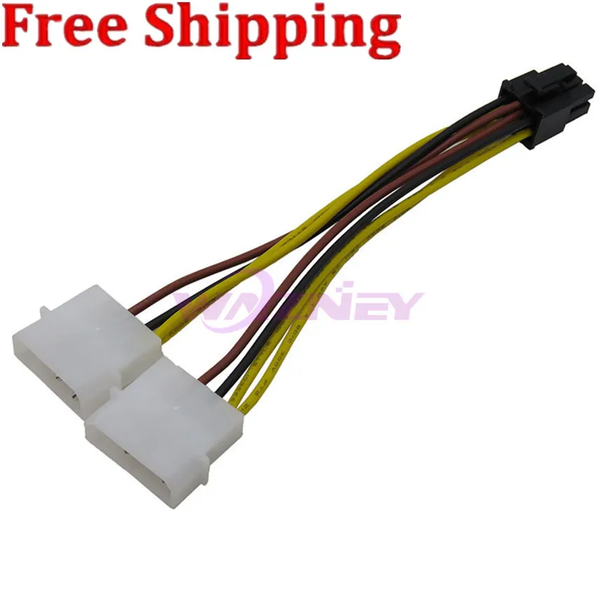 

2 IDE Dual 4 Pin Molex IDE Male to 6 Pin Female PCI-E Y Molex IDE Power Cable Adapter Connector For Video Card