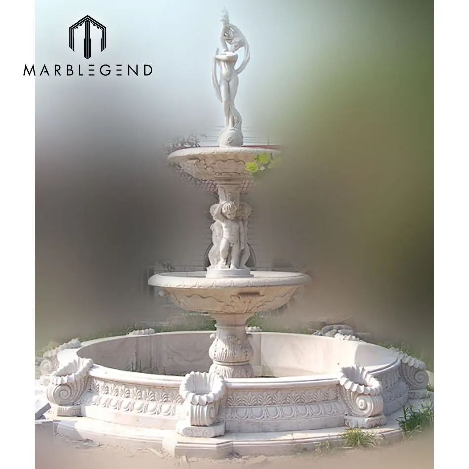 
Gorgeous Hand Carved Natural Stone White Marble Lady Venus Fountain 