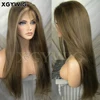 Best Sell 26inch long sexy brown blonde highlights silky straight Hair bleach knots virgin brazilian glueless full lace wig