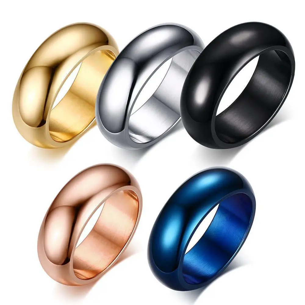 

New design finger ring silver domed polished men's engagement stainless steel rings nickel free jewelry