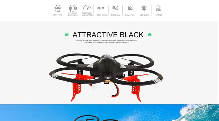 Helicute black 4ch rc quadcopter drone with camera