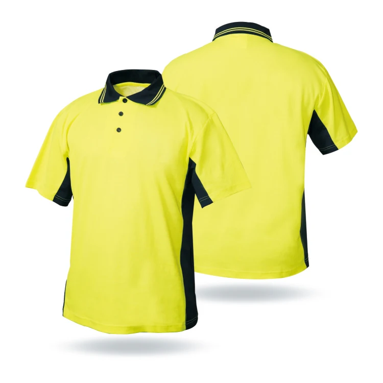 Workplace Short Sleeves Yellow Navy Reflective Polo Shirt - Buy High ...