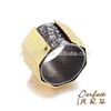 Saudi Arabia Diopside Stone 925 Sterling Silver Ring with Gold Plated for Men