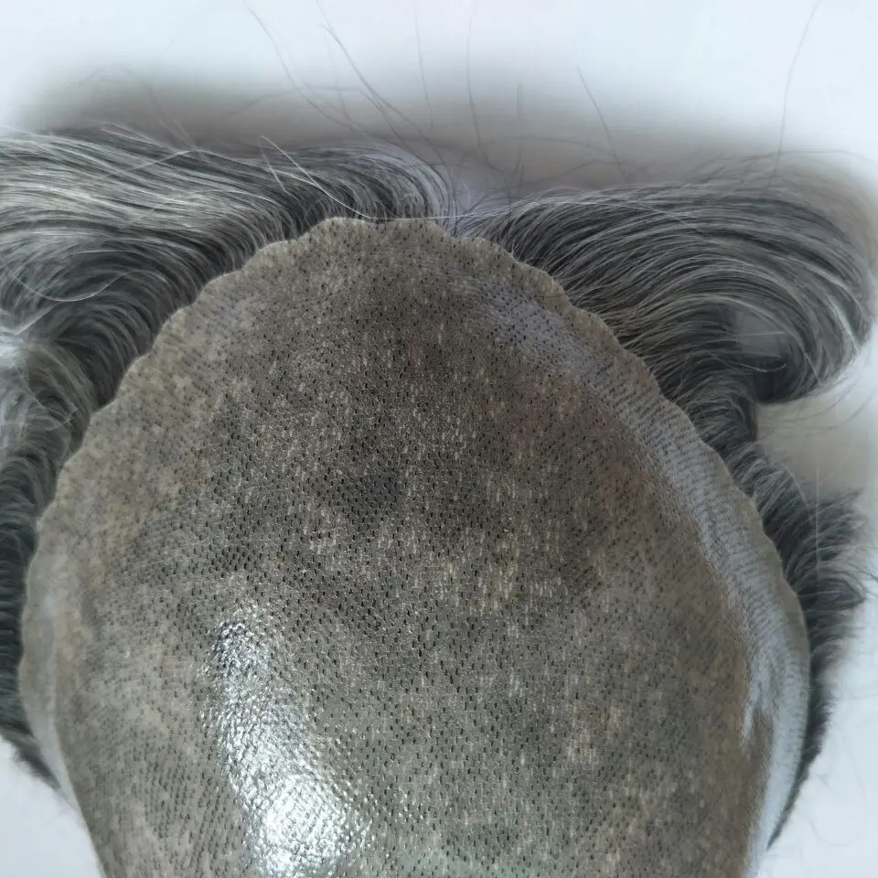 

Super Thin Skin Hair Toupee with Grey Hair for Men