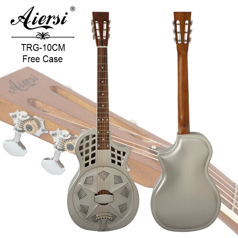 

Aiersi brand Vintage Satin Bell Brass Body Cutway Parlour Resonator Guitar, Satin chrome plated