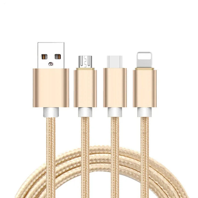 

New Trending 3 in 1 USB Charging Charger And Date Sync Cable For iPhone & Micro USB & Type c