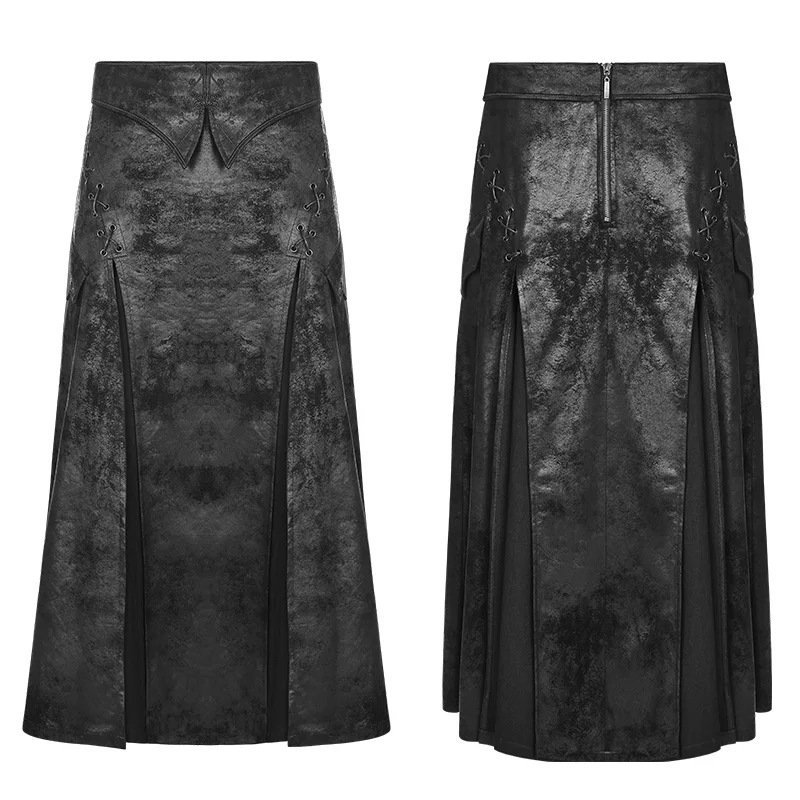 Punk Rave Gorgeous mens three quarter length gothic black skirt WQ-355 