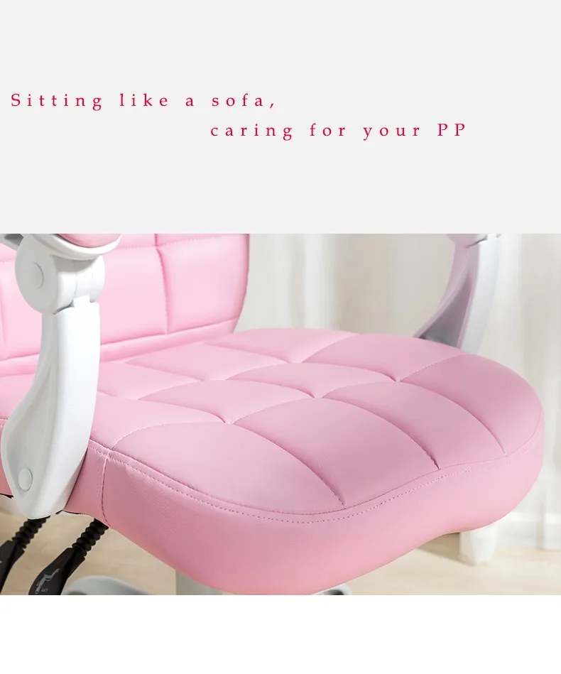 Luxury Pink Leather Reclining Office Chair High Back Comfortable Boss