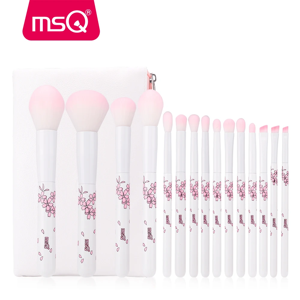 

MSQ 15pcs Sakura Custom Logo Private Label Make up Brush professional makeup brushes with white handle