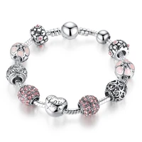 

Qings 925 Sterling Silver Plated Bracelets With Pink Zircon Jewelry Fashion Bracelets