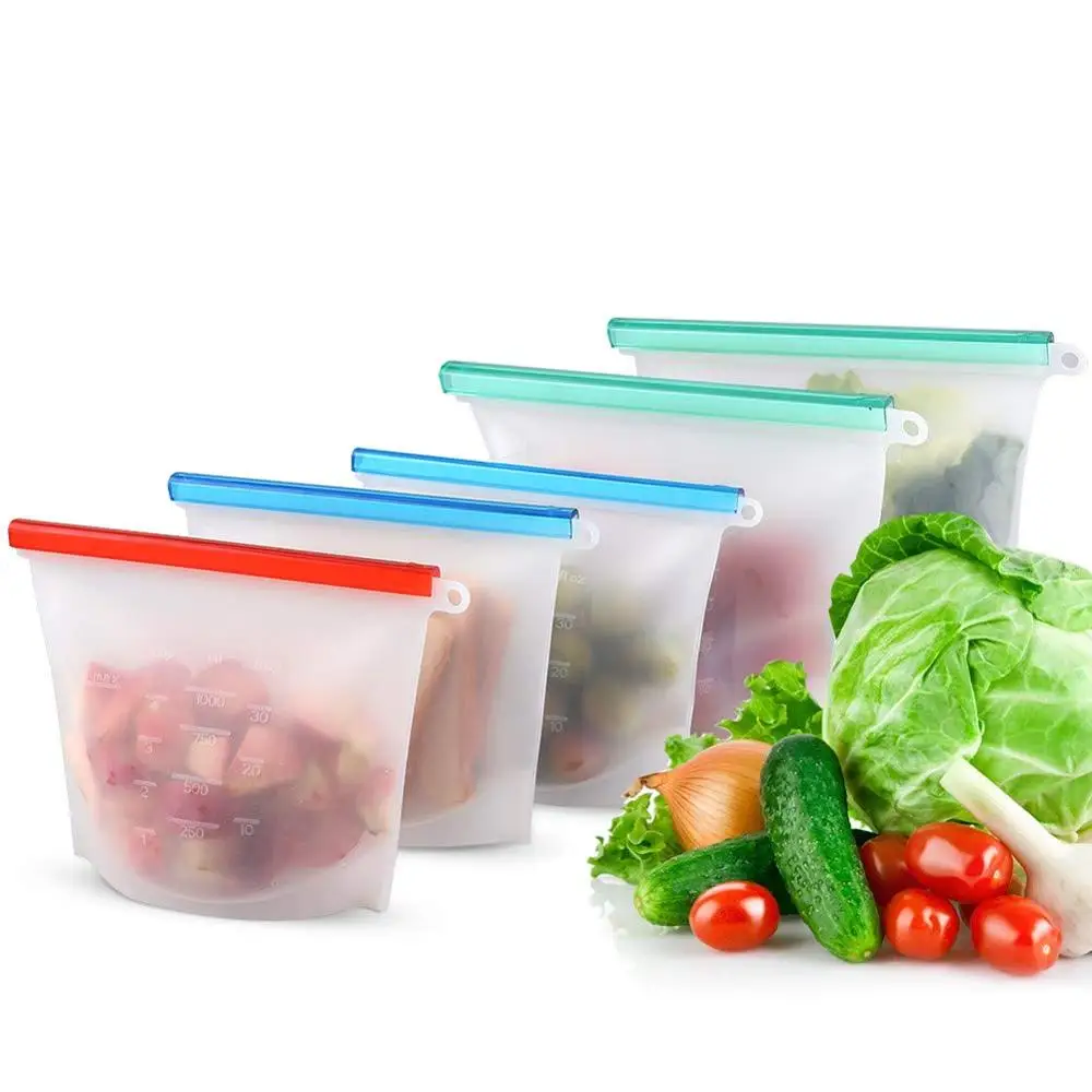 

Reusable Eco - Friendly Silicone food storage bag home kitchen, Blue;green;white;red