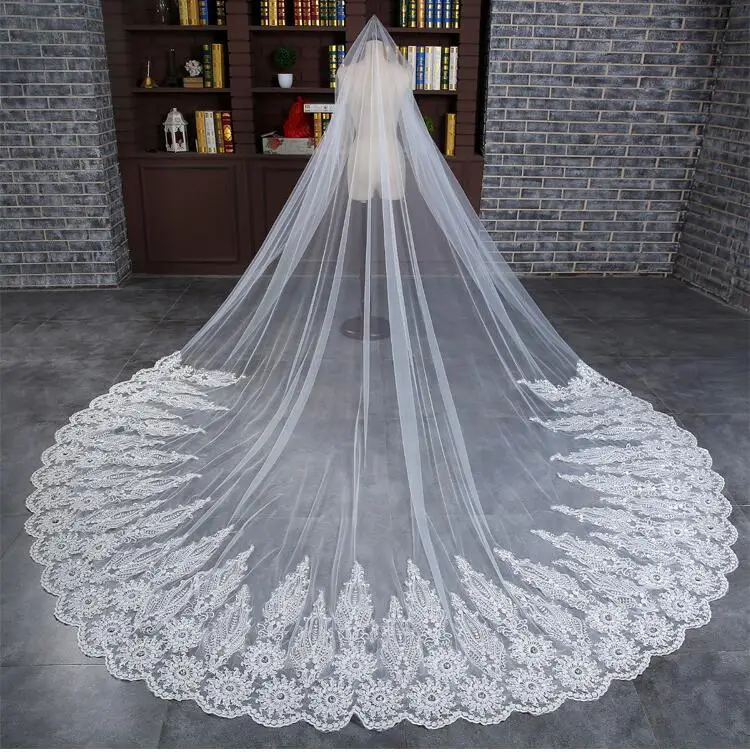 

Wholesale New Korean Luxury Bride 3 Meters Long Tail SoftTulle Veil Wedding Veil, Ivory