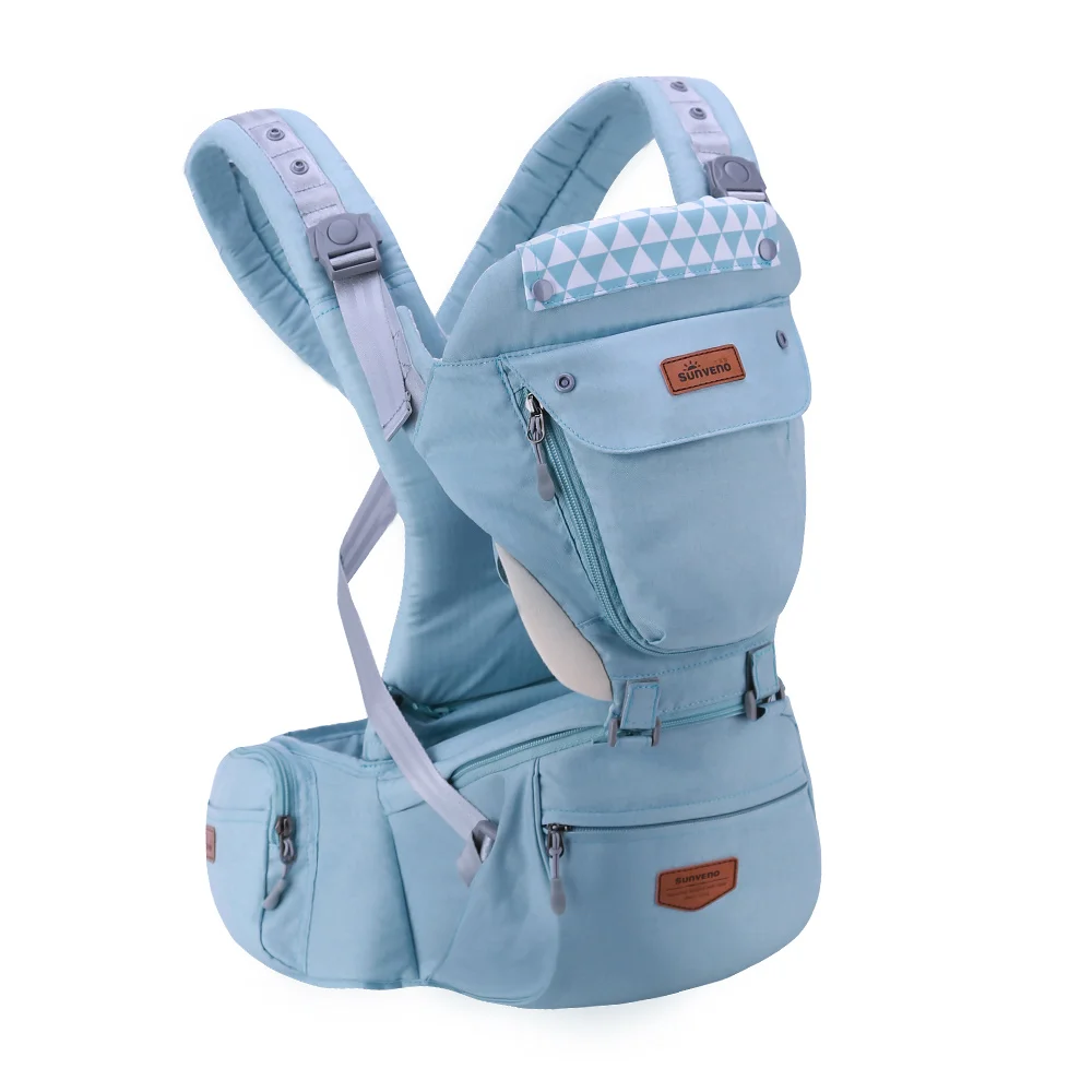 

SUNVENO Baby Carrier Front Facing Baby Carrier Comfortable Sling Backpack Pouch Wrap Baby Kangaroo Hipseat For Newborn 0-36 M, Grey blue green pink