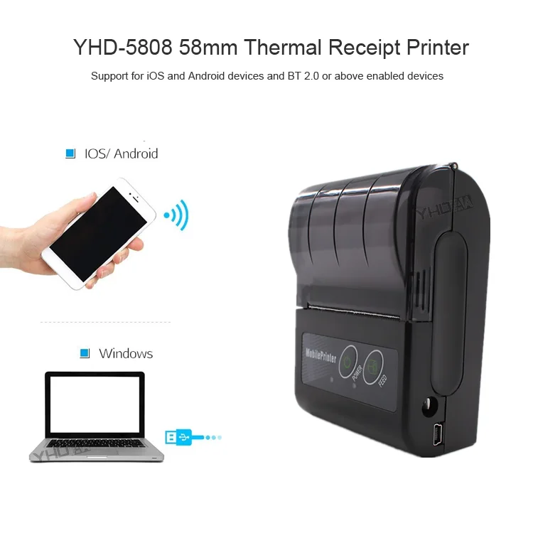 58mm Mini Portable BT Thermal Printer Android IOS Thermal Printer
