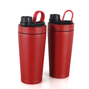 Customs Logo Doubled Wall 700ml Stainless Steel Vacuum Cup Protein Power Shaker Bottle With Handle