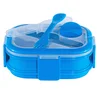 Expandable & Collapsible Dual Layer Bento Box Silicone Container Children/Adult Lunch Box, 2 Compartments with Condiment Lid