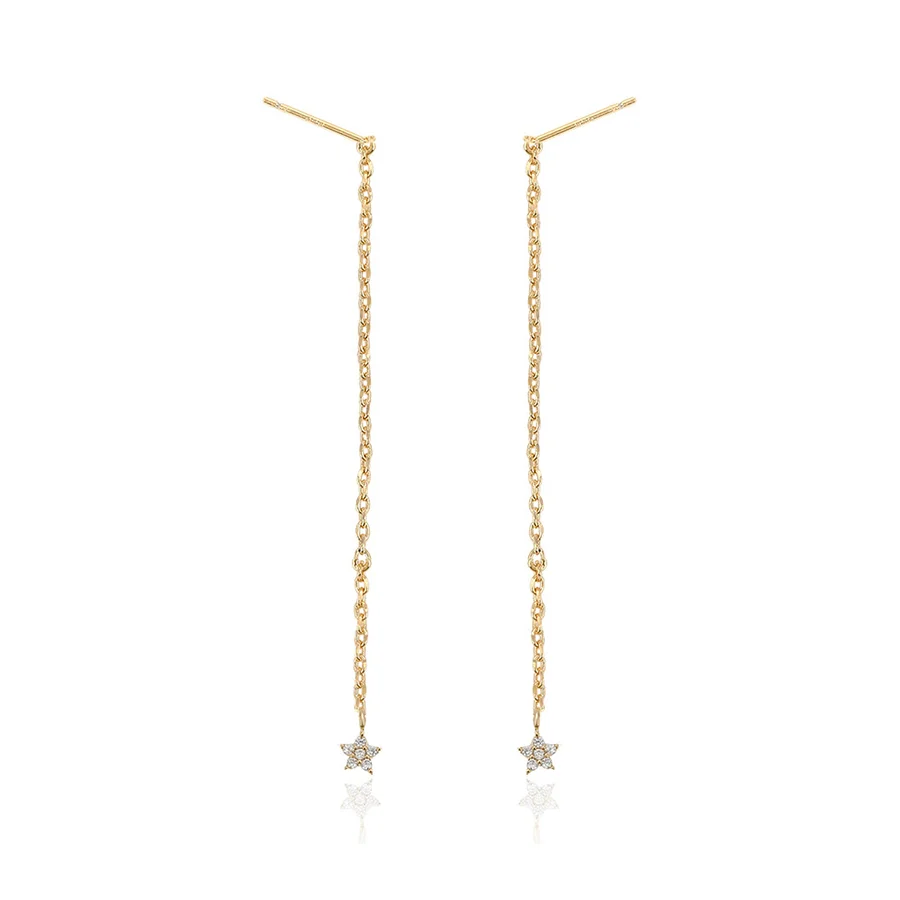 

92362 Star Ear Stud gold Women Earrings, Hot sell gold plated earrings Fashion star design long drop earrings