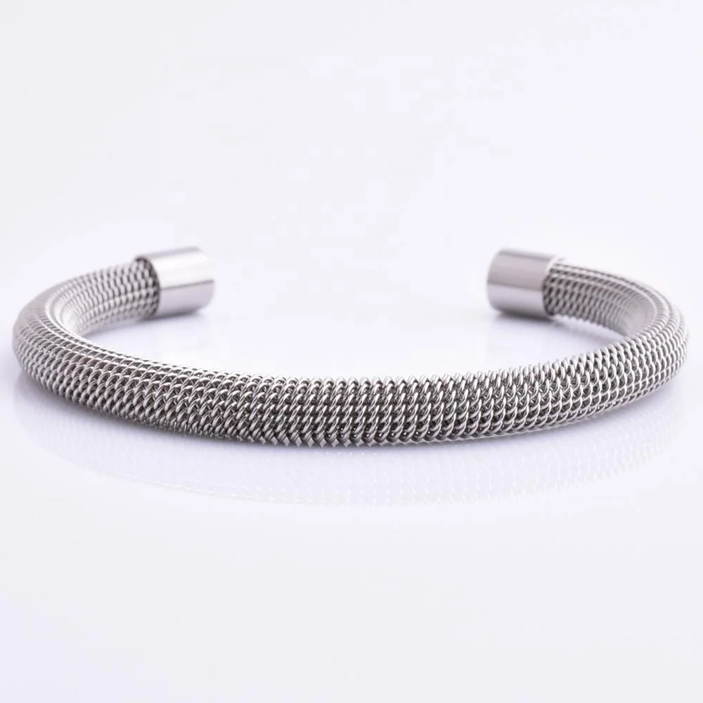 

Latest Design Vintage Stainless Steel Bangle Mesh Cable Wire Cuff Open Bangle