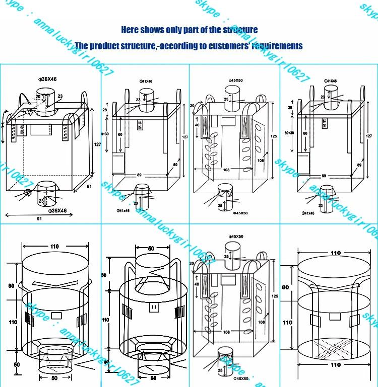 Polypropylene Heavy Duty OEM FIBC 1 ton big bag for hazardous goods