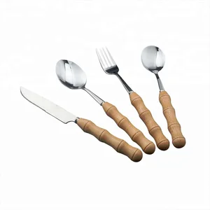Image of Best quality Stainless Steel wood bamboo handle silverware flatware