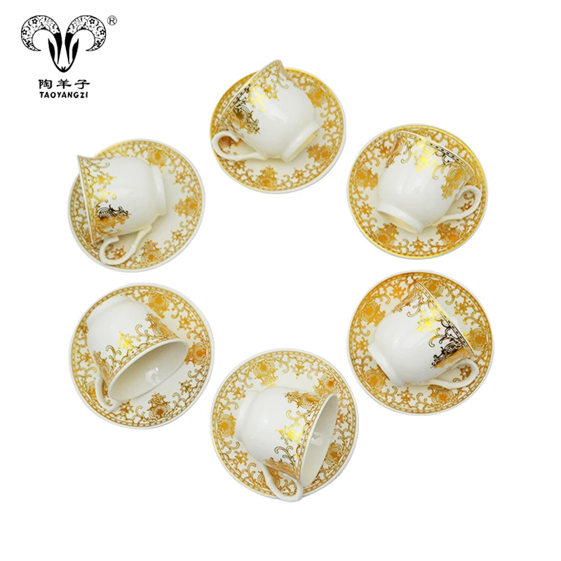 
Gold cups and saucers wholesale gold plated arabic tea cup set ceramic coffee cup saucer set 