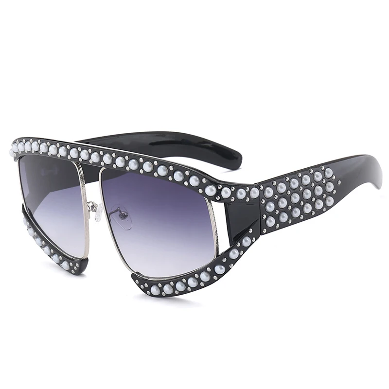 

GUVIVI High quality custom sunglasses pearl oversized Sunglasses custom logo semi-rimless Fashionable sunglasses