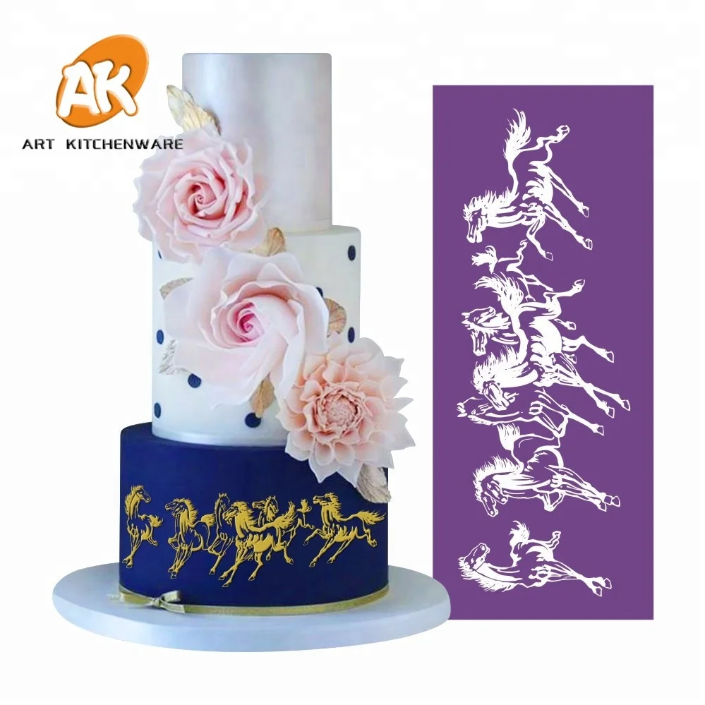 

AK Sugar Craft Fondant Cake Decorating Tools Soft Transparent Horse Icing Pastry Stencil Wedding Cake Mesh Stencil