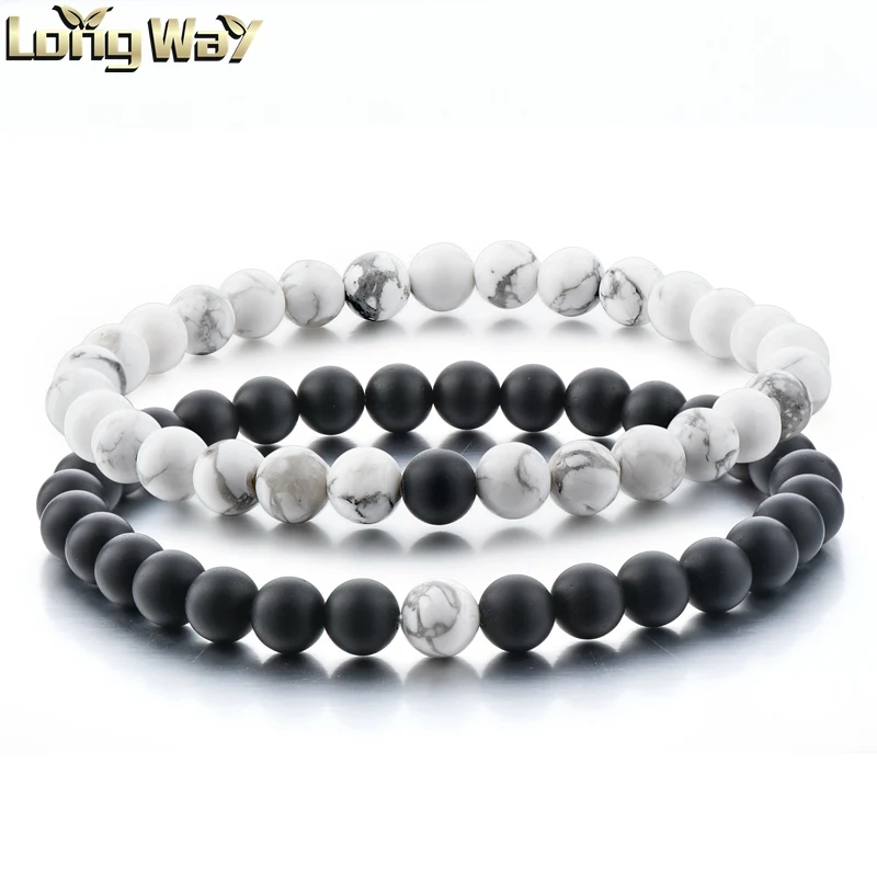 

New arrival yin yang natural stone agate bead bracelet set ,men&women fashion bracelet