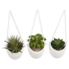 White Ceramic Wall Hanging Mini Succulent Planters, Decorative Flower Pots with Rope