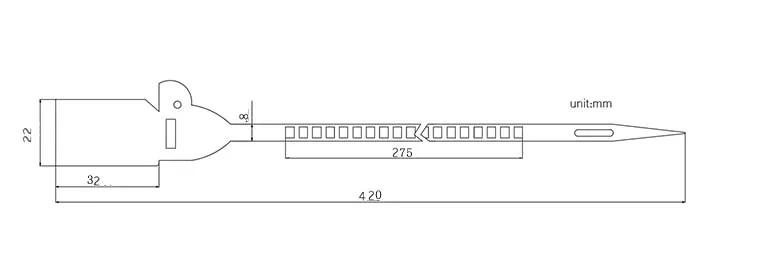 MA - PS 6008 one time use tamper proof adjustable length aircraft security pull tight locking plastic security seal