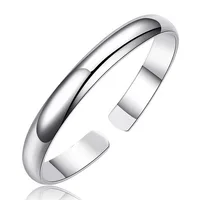 

High Quality Wholesale Silver Plated Wide Cuff Bracelet Jewelry Women Korean Opened Bangles for Men Women