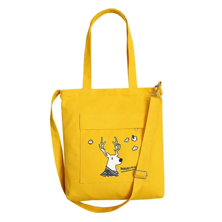 

Lovely Animal Pure Color Simple Student Canvas Tote Bag Sling Shopping Bags, White,balck,orange canvas bag or customized