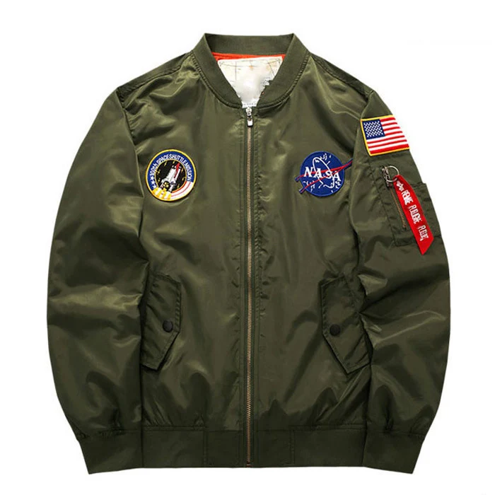 Lightweight American College Jacket,Nasa Men's Usa Flag Nasa Flight ...