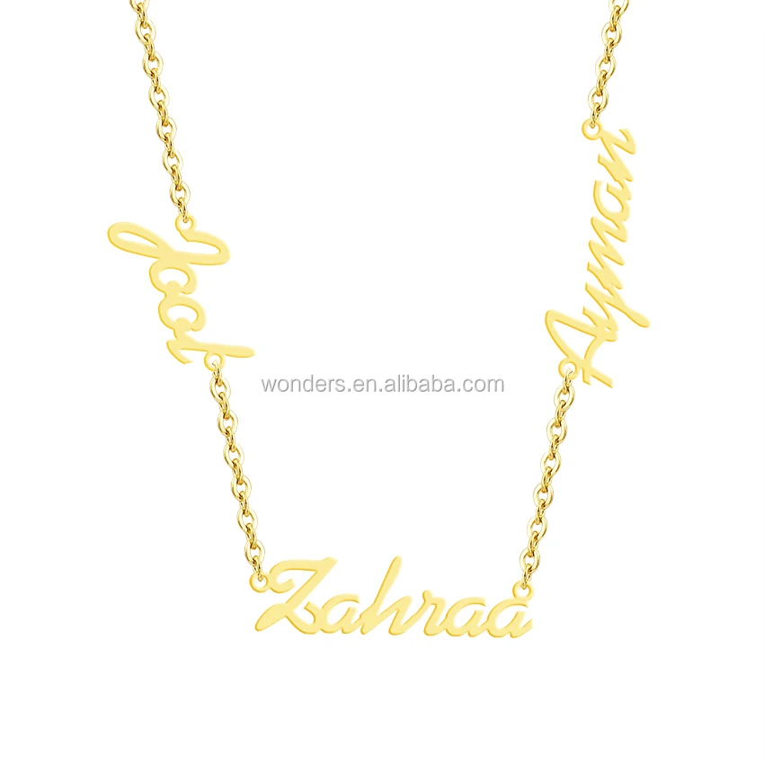 

Custom Name Pendants Necklace With Names Personalised Jewellery 3 Pendants Stainless Steel Bijoux