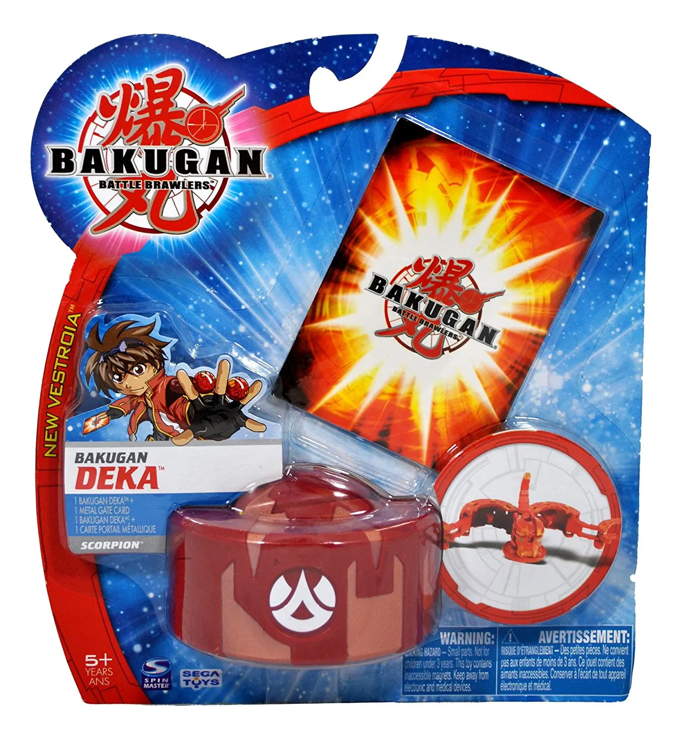 Spinmaster Bakugan Battle Brawlers New Vestroia DEKA Series Figure - Large Pyrus Red Scorpion Trap with 1 Metal Gate Card