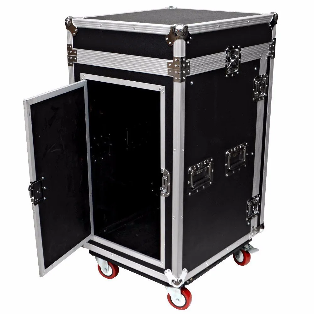 16u Space Rack Case With 10 Space Slant Mixer Top And Dj Work Table