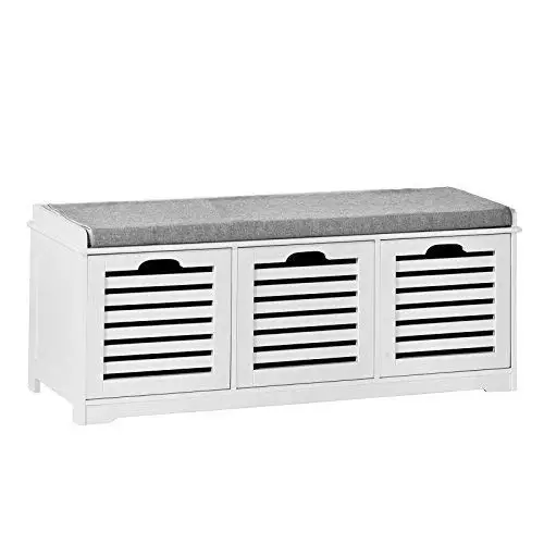 Wooden White Shoe Storage Cabinet Bench 