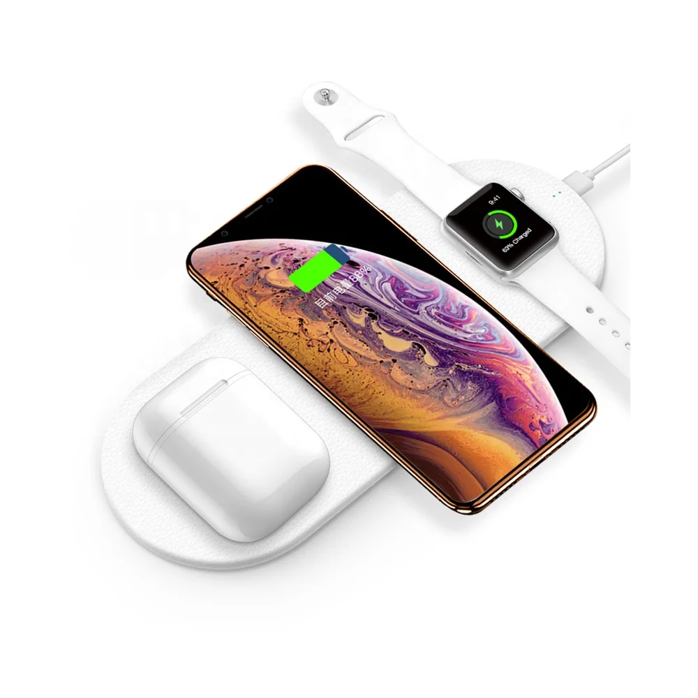 

3 in 1 Wireless Charging Station-10W Qi Fast Wireless Charger Stand for Apple Watch 1/2/3/4, Air Pods, for iPhone X/XS/XR