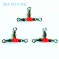Hot Sale Free Shipping 20Pcs bag 3 Way Red Brass Fishing Barrel 10 12 Triple Swivels