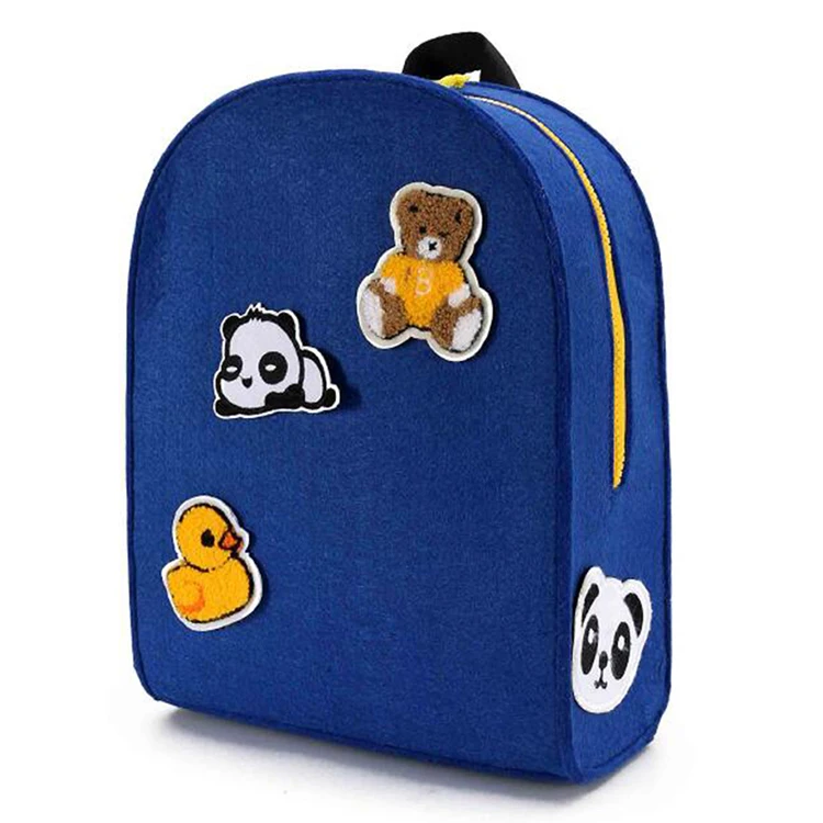 定制毛毡儿童书包儿童背包与可移动贴纸